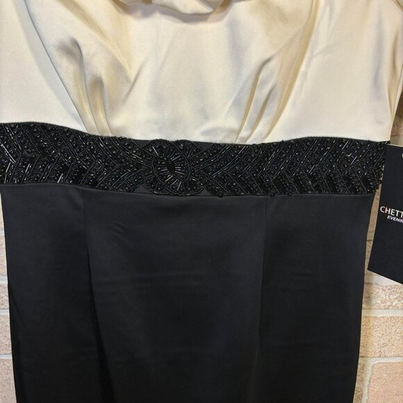 NWT Chetta B Evening Formal Cocktail Holiday Dress Ivry Ruffles/Black Size 4 - Picture 5 of 9